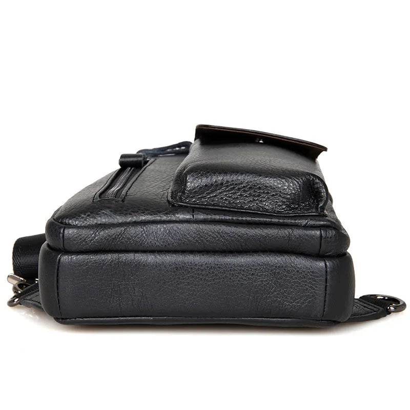 Leather Chest Sling Bag Waterproof Casual Real Leather Men Bag - VacationGrabs