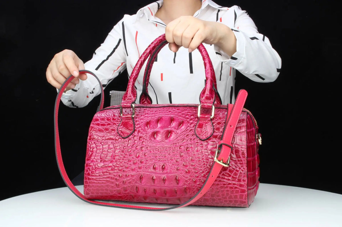 Women's Genuine Leather Crocodile-Pattern Shoulder Bag