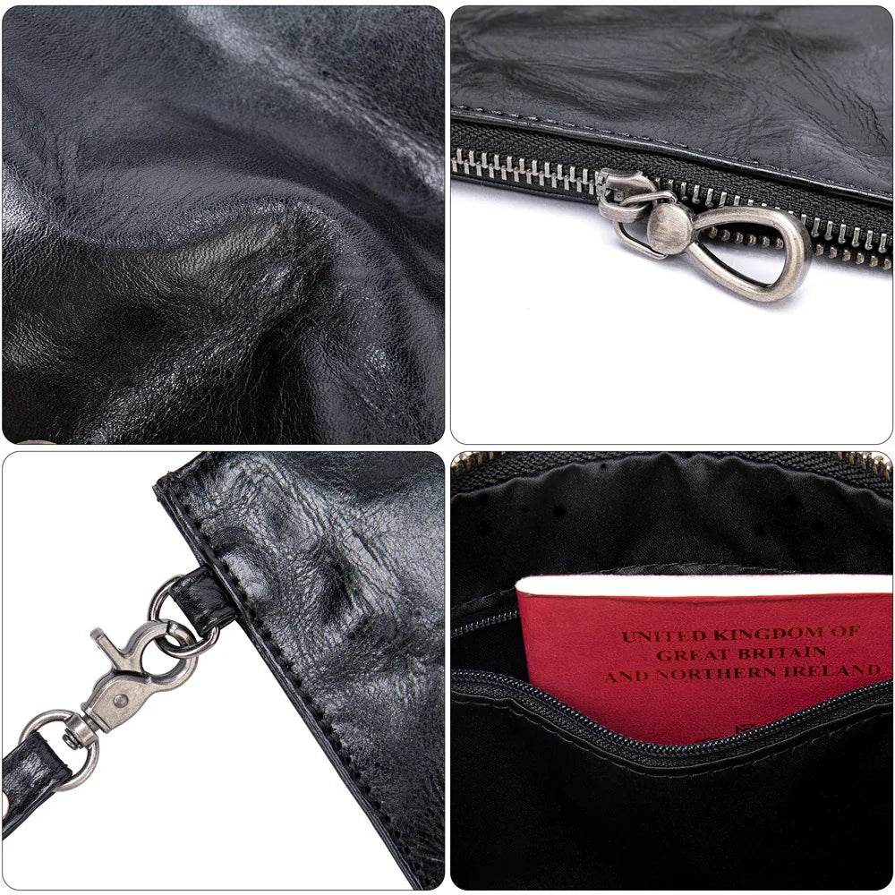Genuine Leather Fashion Clutch Bag for Men with Phone Pouch & Wallet - VacationGrabs