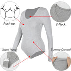 Women's V-Neck Long Sleeve Thermal Compression Top