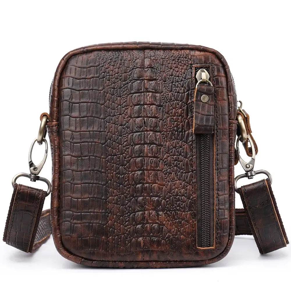 Men’s Vertical Leather Single Shoulder Crossbody Bag - VacationGrabs