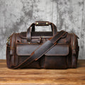 Men's Vintage Genuine Leather Travel Duffel Bag – Large Capacity Weekender