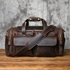 Men's Vintage Genuine Leather Travel Duffel Bag – Large Capacity Weekender