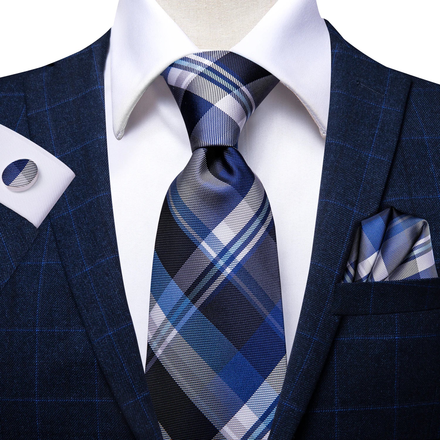 Men's Blue Cufflinks Cufflinks Set with Ties