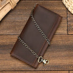 Men’s Leather Wallet with Iron Chain Clip Purse Long Fashion Wallet - VacationGrabs