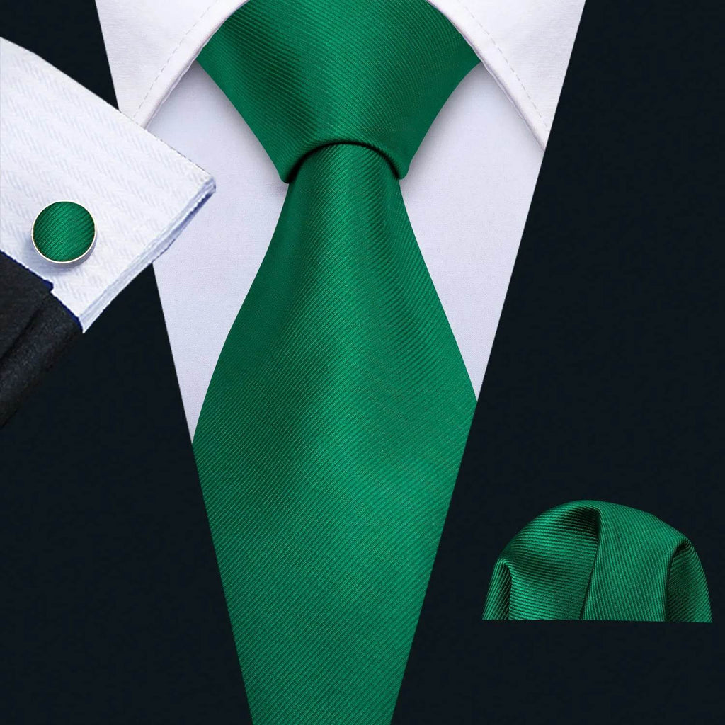 Green Silk Tie Set for Men: Multiple Shades Available - VacationGrabs