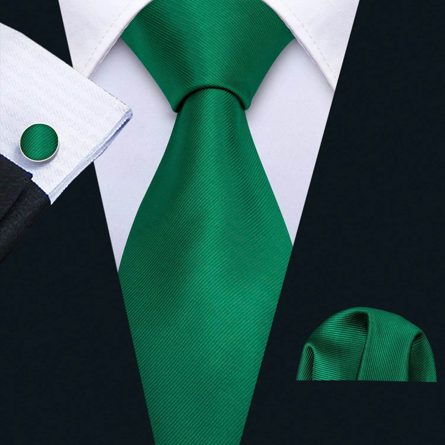 Green Silk Tie Set for Men: Multiple Shades Available - VacationGrabs