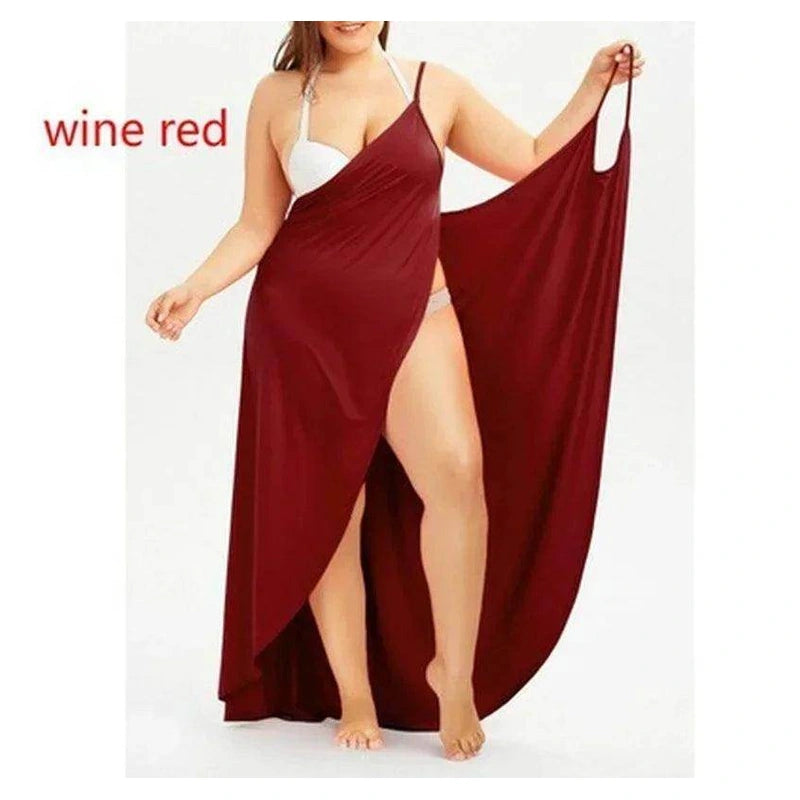 Plus Swimwear Cover-Up Summer Beach Pool Dress - VacationGrabs