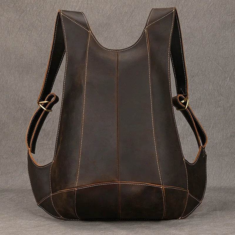 Anti-Theft Crazy Horse Leather School Backpack Travel Bag Men - VacationGrabs