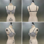 VacationGrabs Handmade Women Sexy Carnival Festival Bralette Flora Crystal Bra Top Party Club