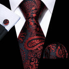 Red Plaid Silk Tie Set for Men - VacationGrabs