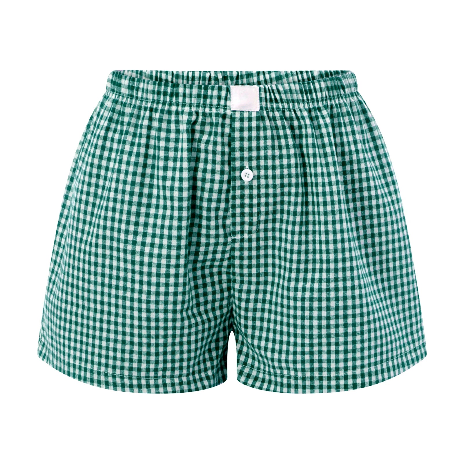 VacationGrabs Women Y2k Gingham Boxer Shorts Stripes Button Elastic Waist Boxers Cute Mini Bloomers Plaid Loose Fit Boy Shorts