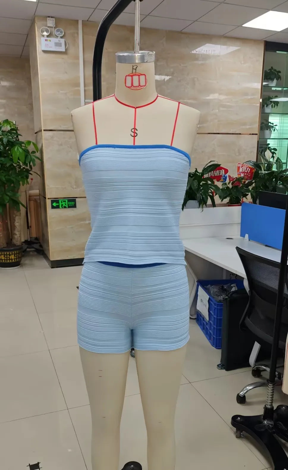 VacationGrabs Vintage Stripe 2 Piece Outfit Women Contrast Edge Strapless Tube Top Slim Fit Hot Shorts Casual Summer Y2K Streetwear