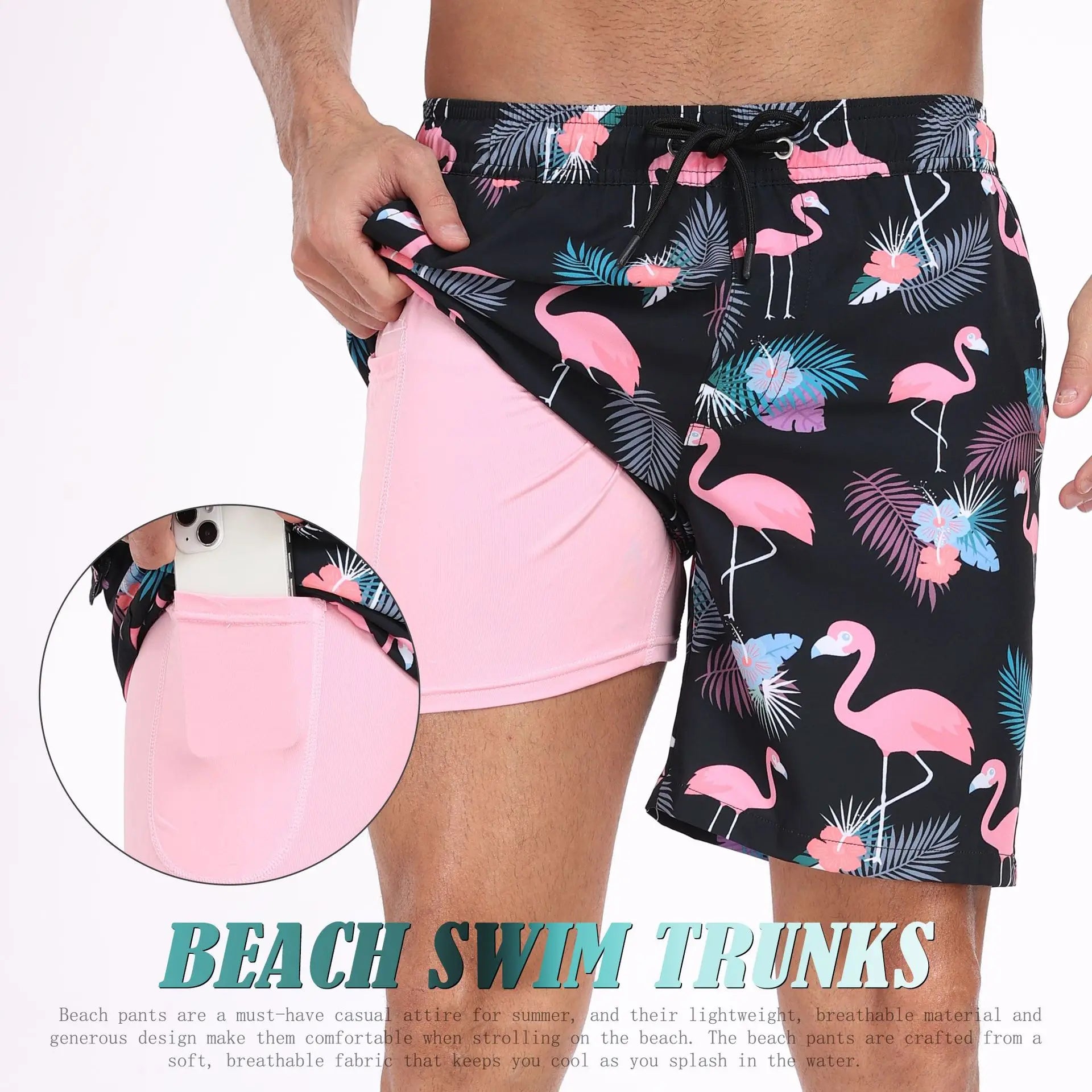 Comfortable Swim Trunks for Mens with Phone Pocket