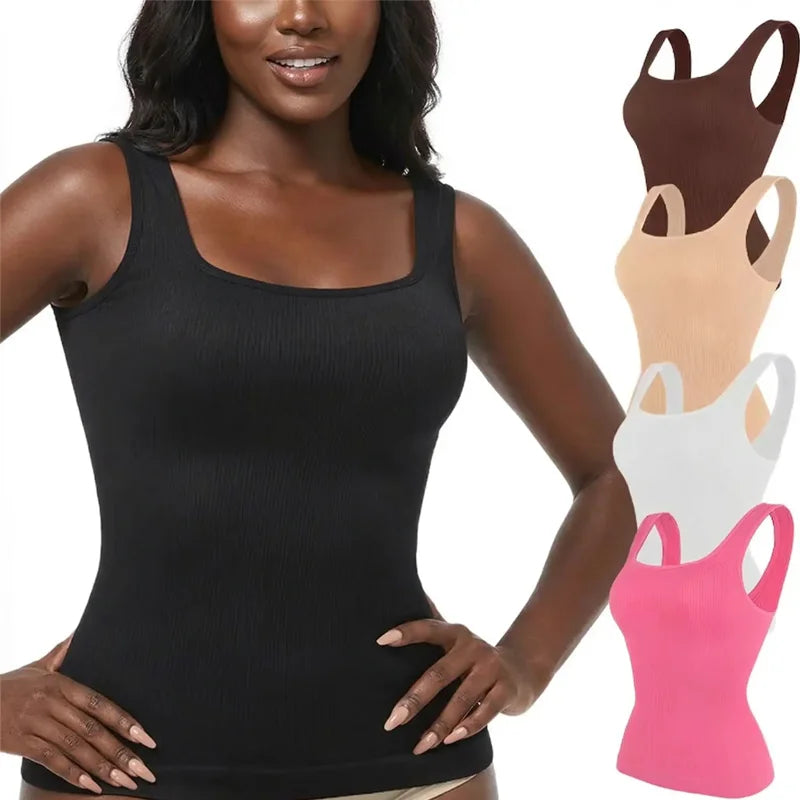 Tummy Control Camisole Shapewear Top, Wide Straps