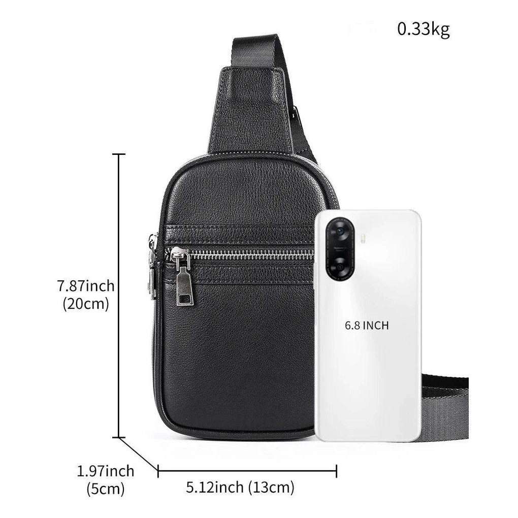 Cowhide Leather Chest Bag Multi-functional Men’s Shoulder Bag - VacationGrabs