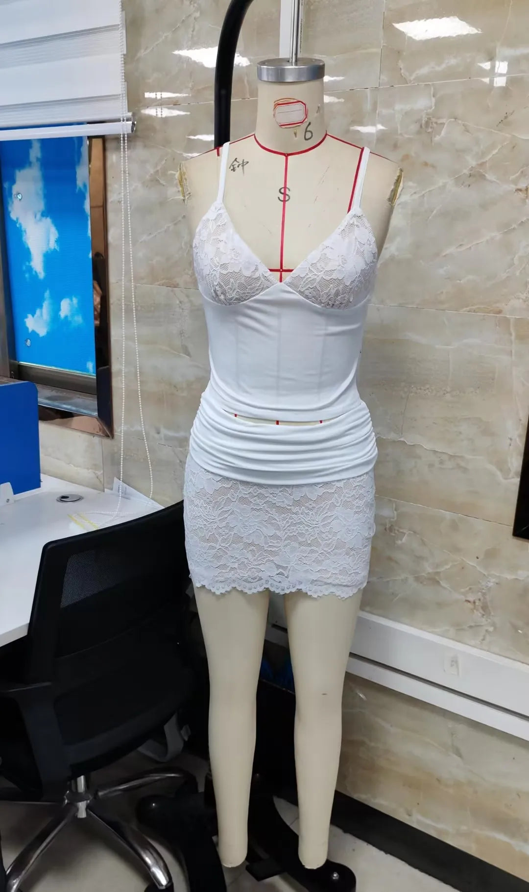 VacationGrabs Y2K Vintage Matching 2 Piece Set Floral Lace Sling Cami Top Low Waist Scalloped Lace Mini Skirt Women Party Club Outfit
