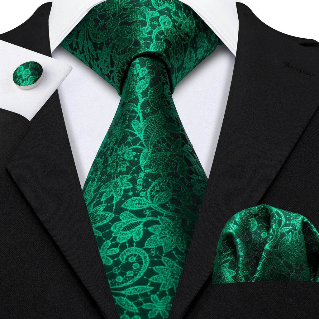 Floral Jacquard Silk Tie Set for Men - VacationGrabs