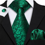Floral Jacquard Silk Tie Set for Men - VacationGrabs