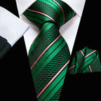 Green silk tie with matching pocket square, learn how to fold a pocket square