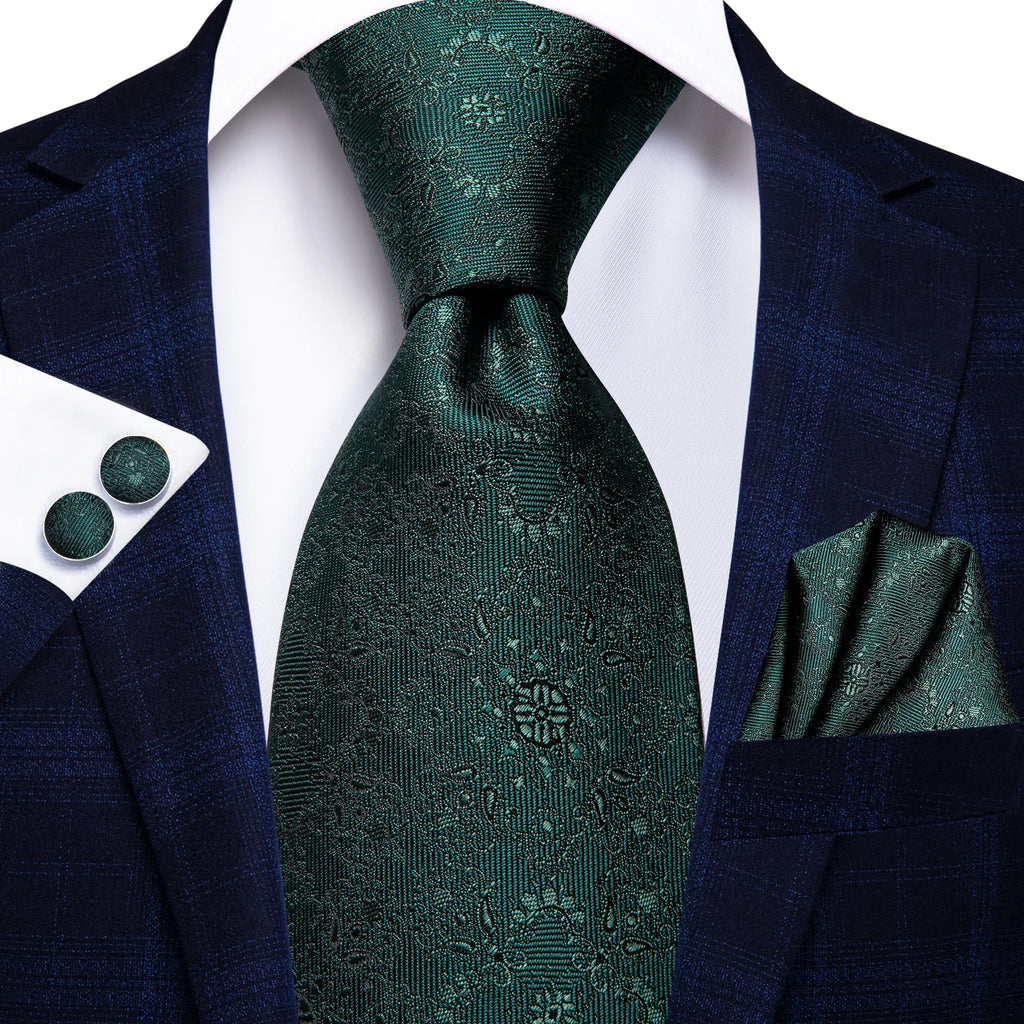 Dark Green Three Piece Ties - Patterned and Textured Designs