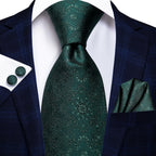 Dark Green Three Piece Ties - Patterned and Textured Designs
