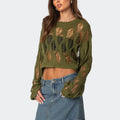VacationGrabs Women Knit Hollow Out Sweater Long Sleeve Crew Neck Ribbed Solid Pullover Crop Top Winter Fall Y2K Vintage Streetwear