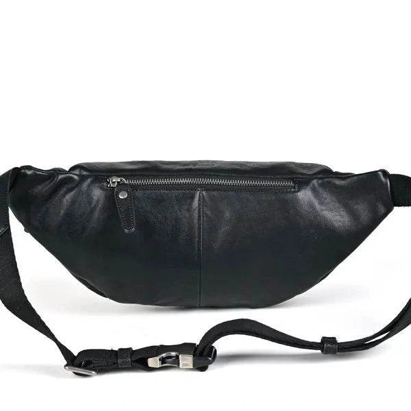 Big Size Leather Chest Bag Waist Pouch Real Cowhide Crossbody - VacationGrabs