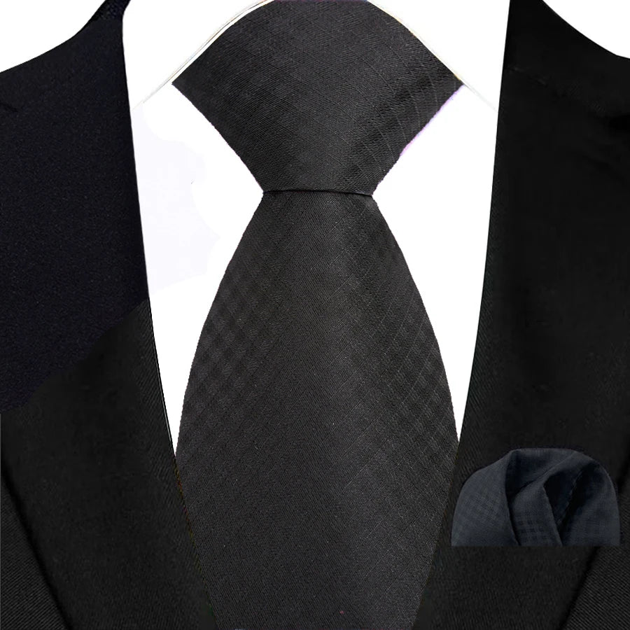 Men Tie Hankerchief Set Plaid & Checks 8CM Necktie Pocket Square Cravat for Male Wedding Party Business Gift Accessories