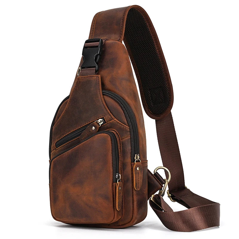 Leather Single Shoulder Sling Bag Chest Bags For Men