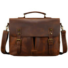 Cowhide Leather Briefcase – A4 Document & Laptop Shoulder Bag - VacationGrabs