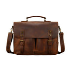 Cowhide Leather Briefcase – A4 Document & Laptop Shoulder Bag - VacationGrabs