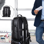 Thick Leather 17" Laptop Backpack Business Travel Leather