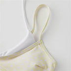 VacationGrabs Women's Double Layered Bikini Set Dot Print Halter Bra with Side Tie-up Low Waist Shorts 2 Pcs Swimsuit Beachwear