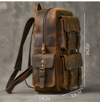 Men's Vintage Crazy Horse Leather Backpack, 17" Laptop Bag