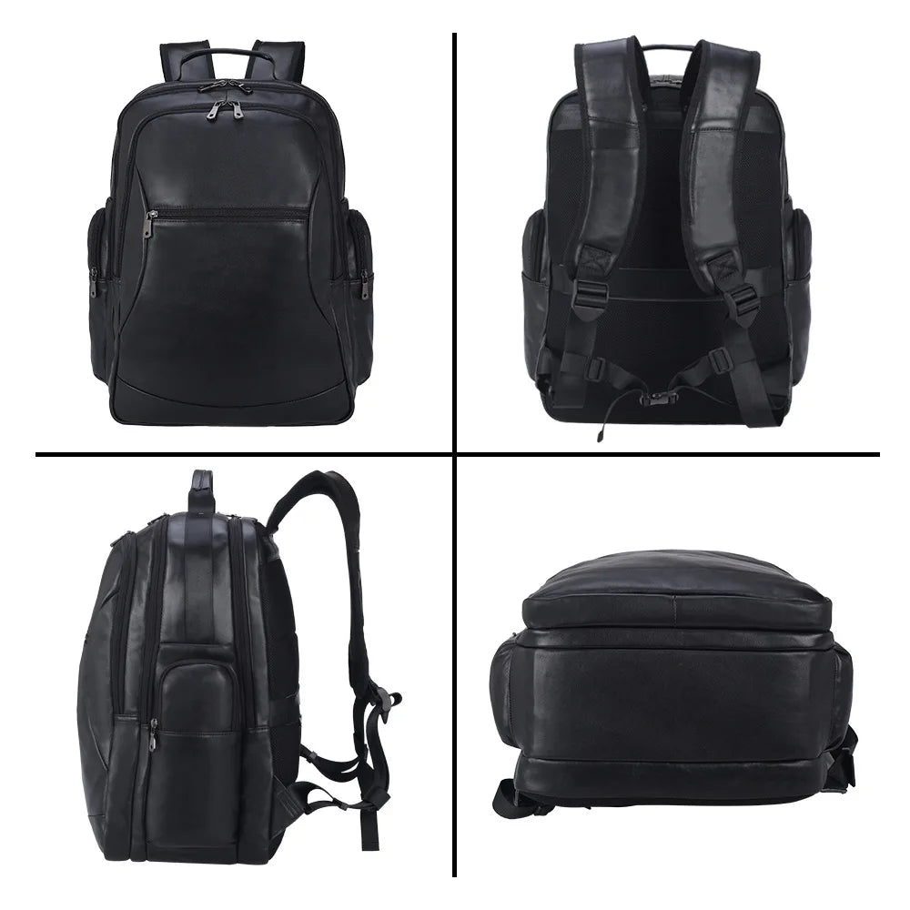 Thick Leather 17" Laptop Backpack Business Travel Leather