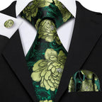 Floral Jacquard Silk Tie Set for Men - VacationGrabs