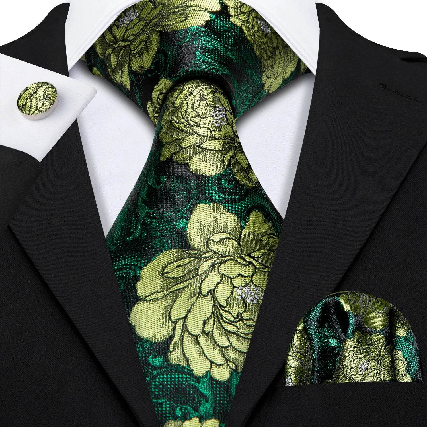 Green Silk Tie Set for Men: Multiple Shades Available - VacationGrabs