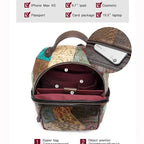 Colorful Patchwork Backpack For Women Genuine Leather - VacationGrabs