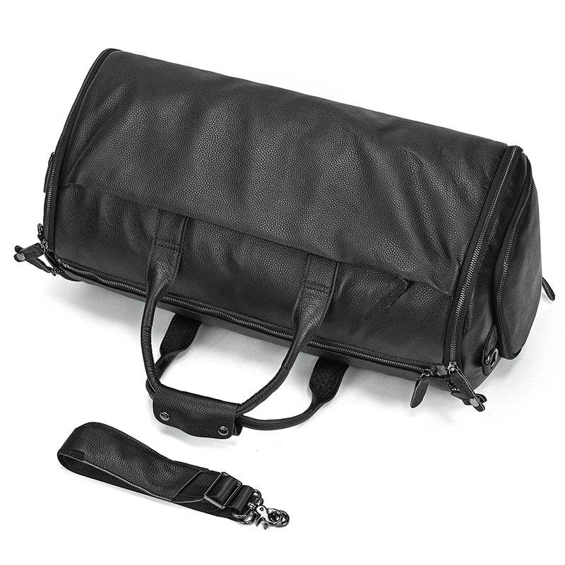 Fashion Leather Duffel Bag – Folding Bag for Suits and Travel - VacationGrabs