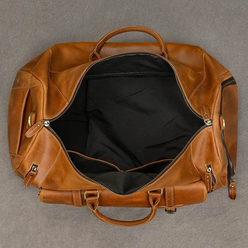 Vintage Fashion Leather Men’s Travel Duffel Bag Luggage - VacationGrabs
