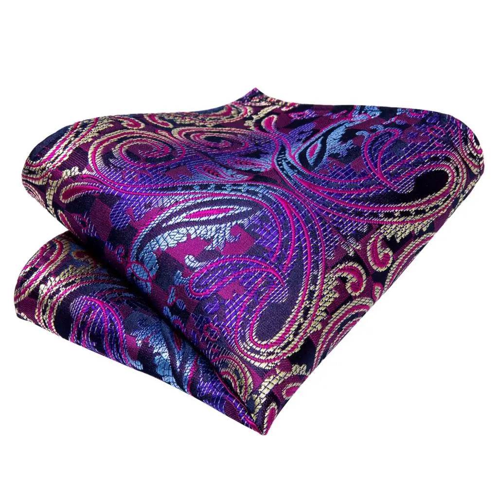 Purple Paisley Silk Tie Set for Men - VacationGrabs