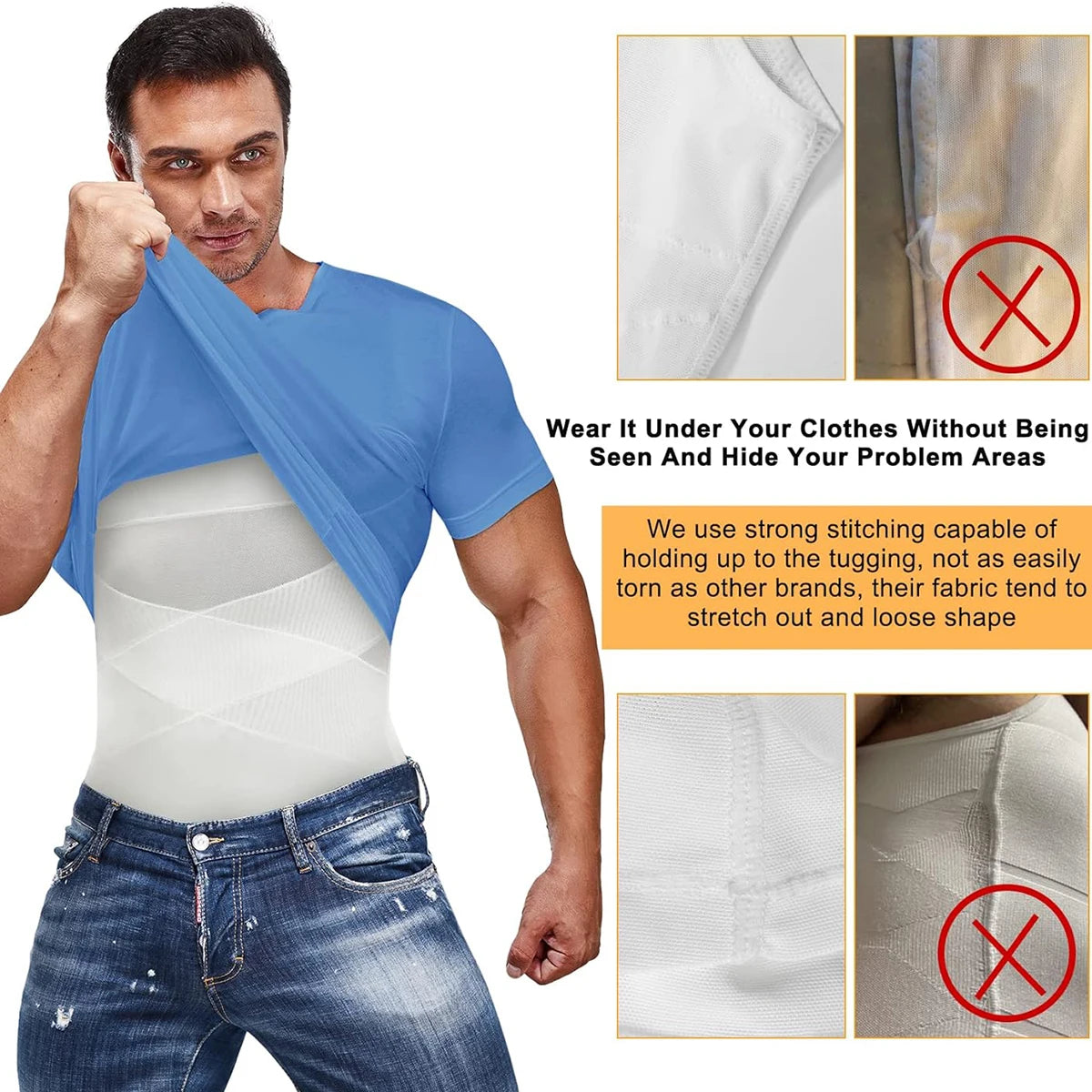 Mens Compression Shirts Body Shaper Slimming Undershirt Tank Tops  Sleeveless Workout Tummy Control Shapewear Vest