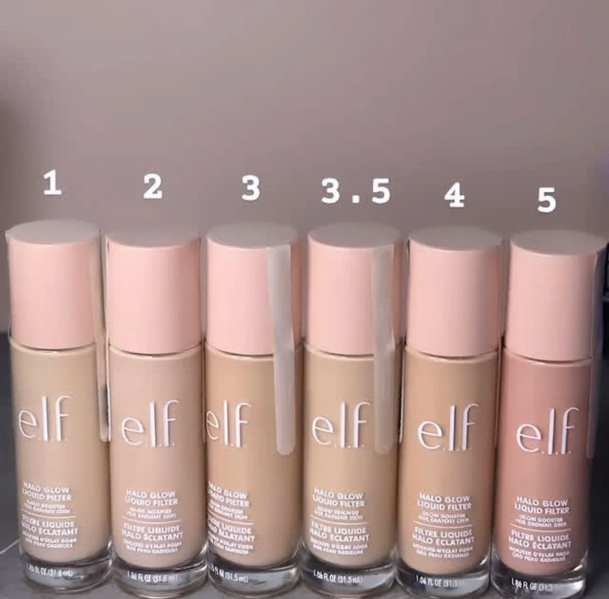 Original e.l.f. Halo Glow Liquid Filter Foundation Shiny Glossy Lightweight Hydrating Full Coverage Concealer For All Skin Types