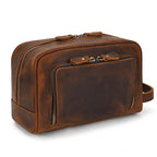 Thick Leather Clutch Bag for Men Genuine Leather Toiletry Kit Bag - VacationGrabs