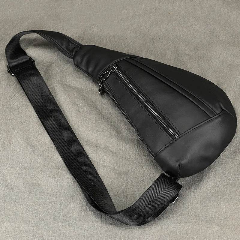 Soft Cow Leather Men's Chest Bag Anti-Theft Small Crossbody Sling - VacationGrabs