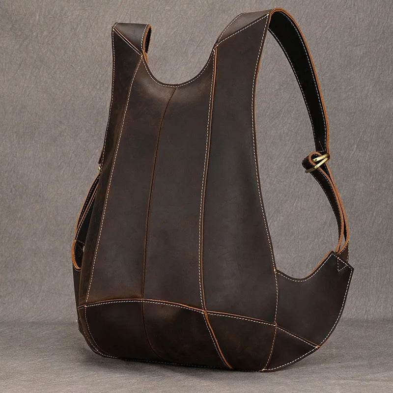 Anti-Theft Crazy Horse Leather School Backpack Travel Bag Men - VacationGrabs