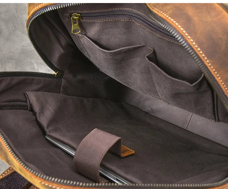 Vintage Crazy Horse Genuine Leather Backpack Men Bagpack Cowhide Hiking Backpack 17"laptop Bag Male Travel Rucksack Large M815