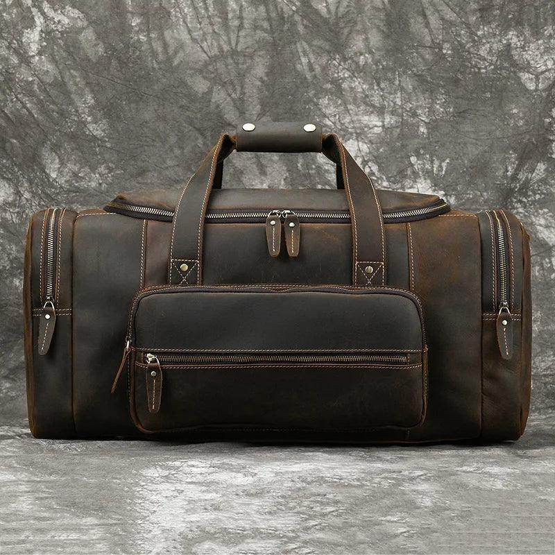 Big Capacity Leather Baggage Bag for Men Travel Weekender - VacationGrabs