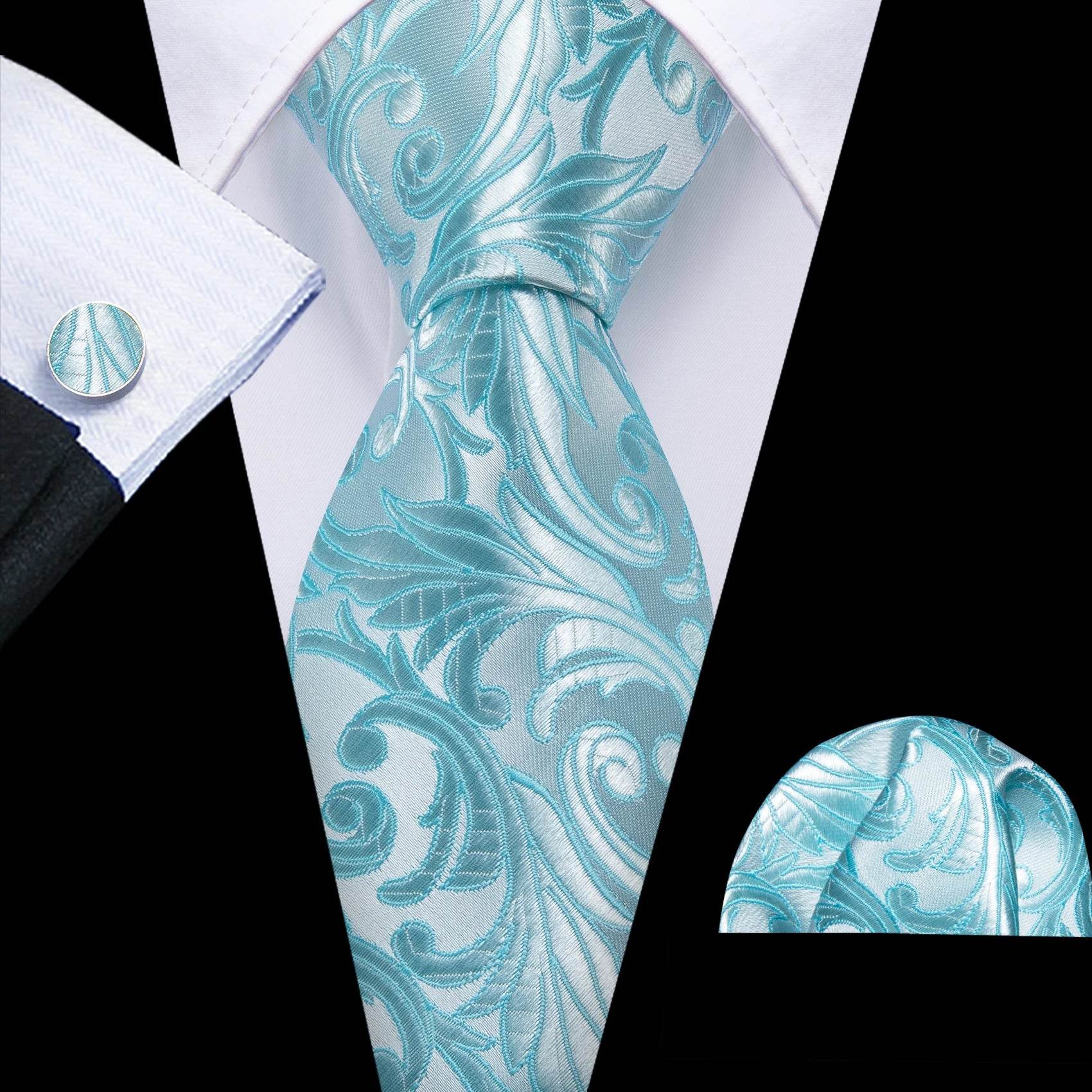 Floral Jacquard Silk Tie Set for Men - VacationGrabs
